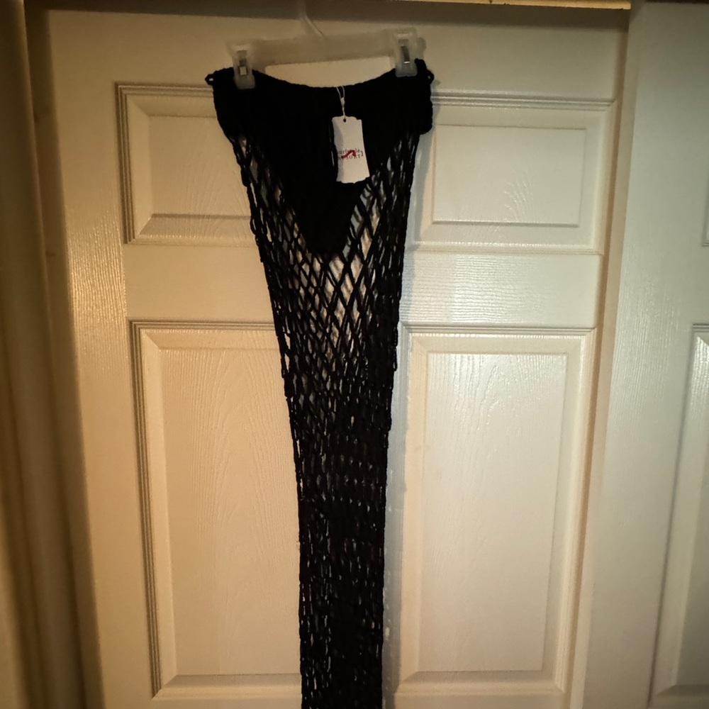 Party/Festival Black Crochet Skirt Size Large Fits Like Small